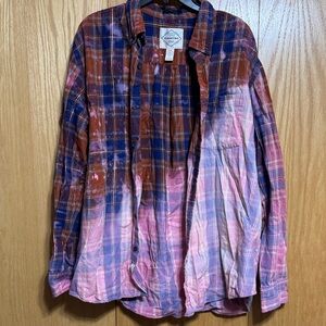 St. John's Bay Blue and Orange Plaid Shirt